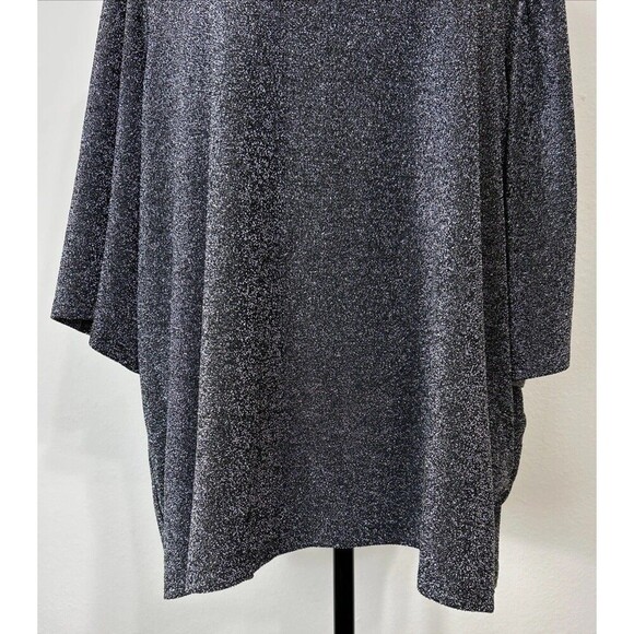 Ellos Black & Silver Metallic Pullover Elbow Sleeve Blouse Plus Size 1X  (22/24) - Picture 8 of 9